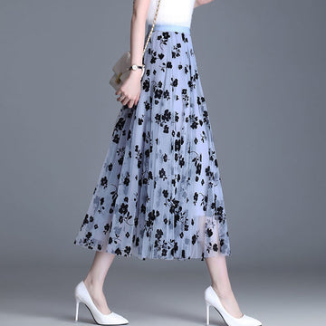 Slim Gauze Half-length Skirt