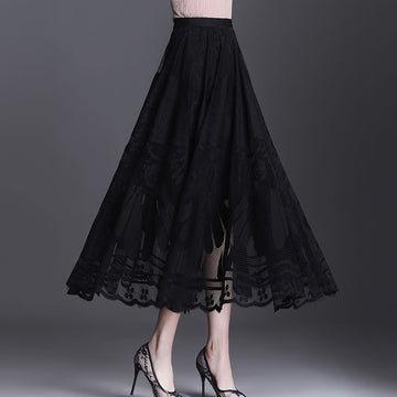 Swing Gauze Hollow Skirt