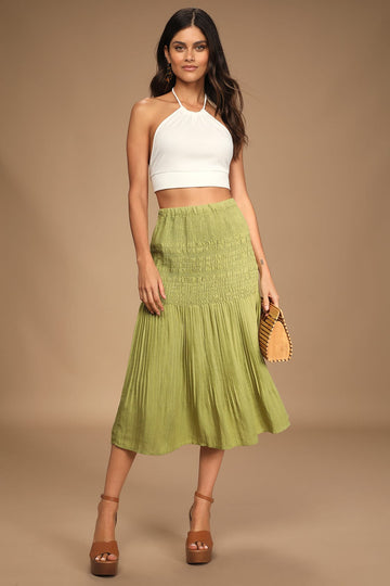 Lime Green Smocked Skirt