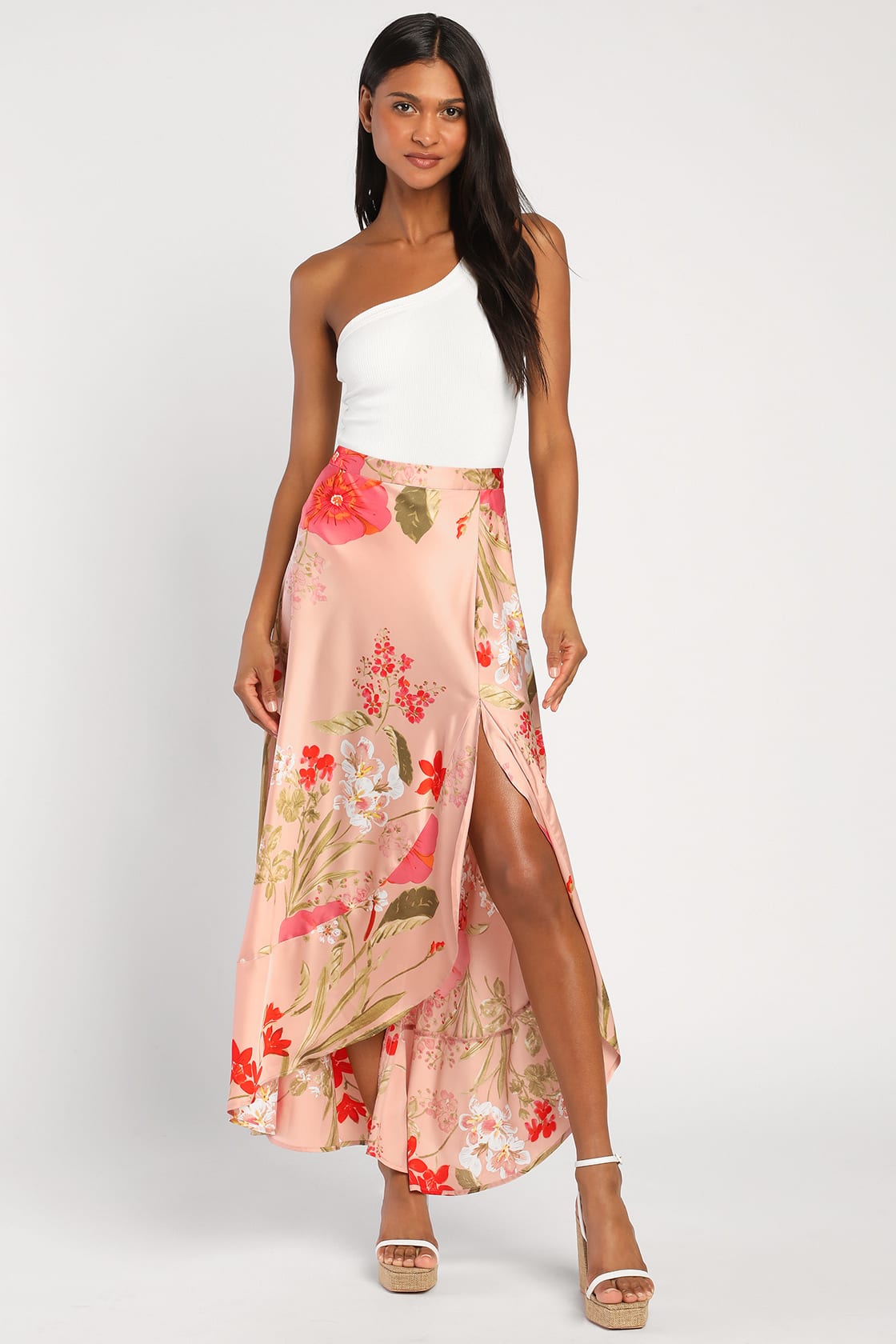 Light Mauve Floral Print Skirt