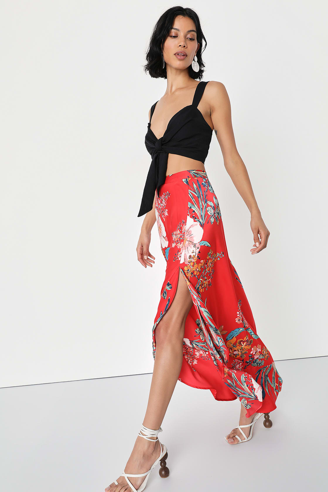 Stunning Red Floral Skirt