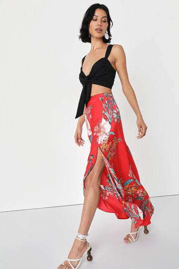 Stunning Red Floral Skirt