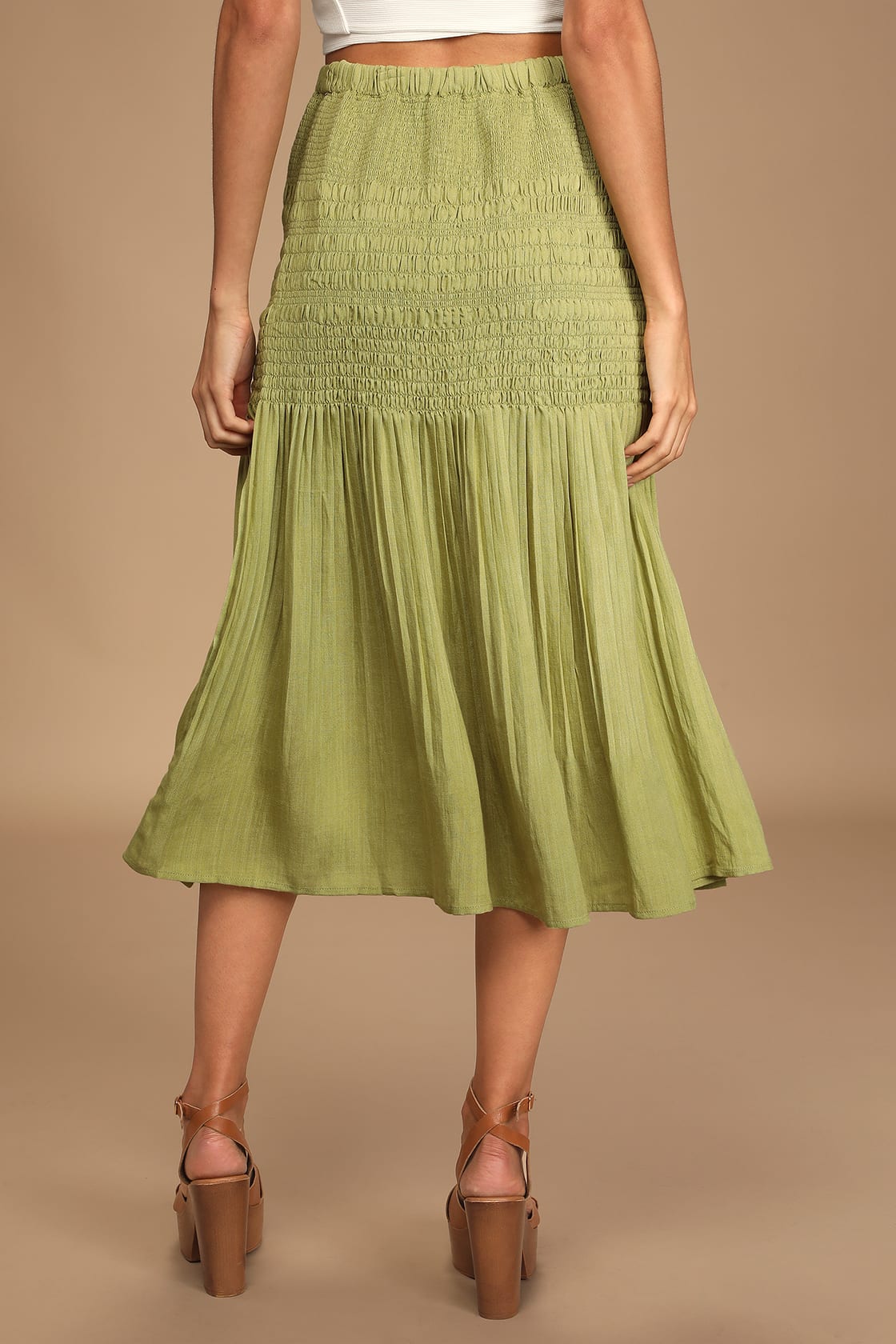 Lime Green Smocked Skirt