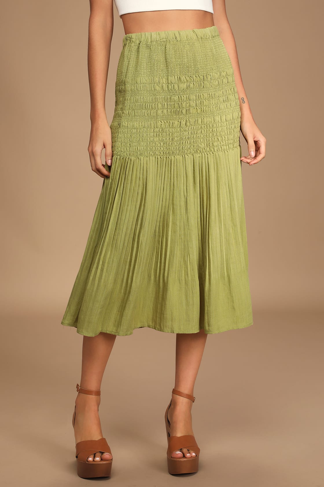 Lime Green Smocked Skirt