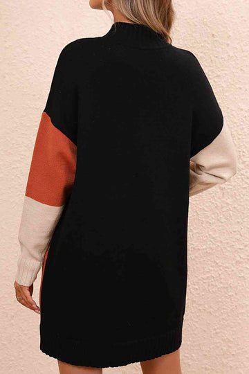 Color Block Mock Neck Dress