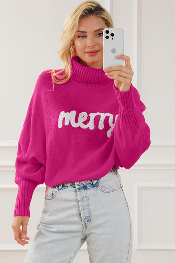 Merry Letter High Neck Sweater