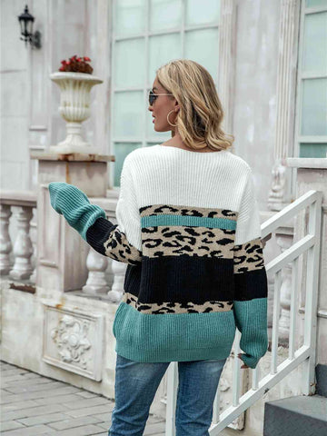 Color Block V-Neck Sweater