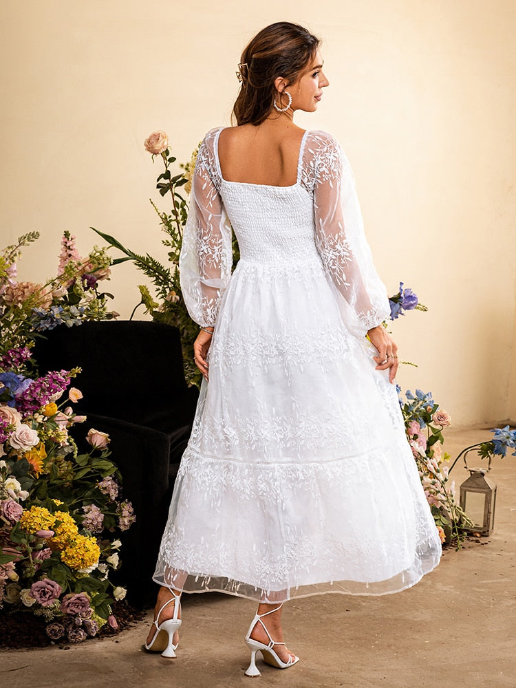 White elegant lace dress