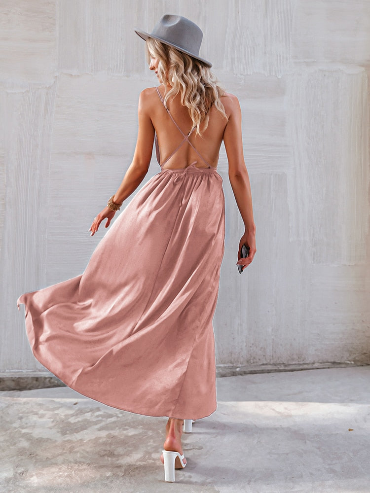 Backless lace up Party dress