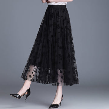 Slim Gauze Half-length Skirt