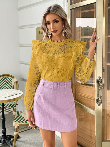 Elegant Yellow Lace Blouse