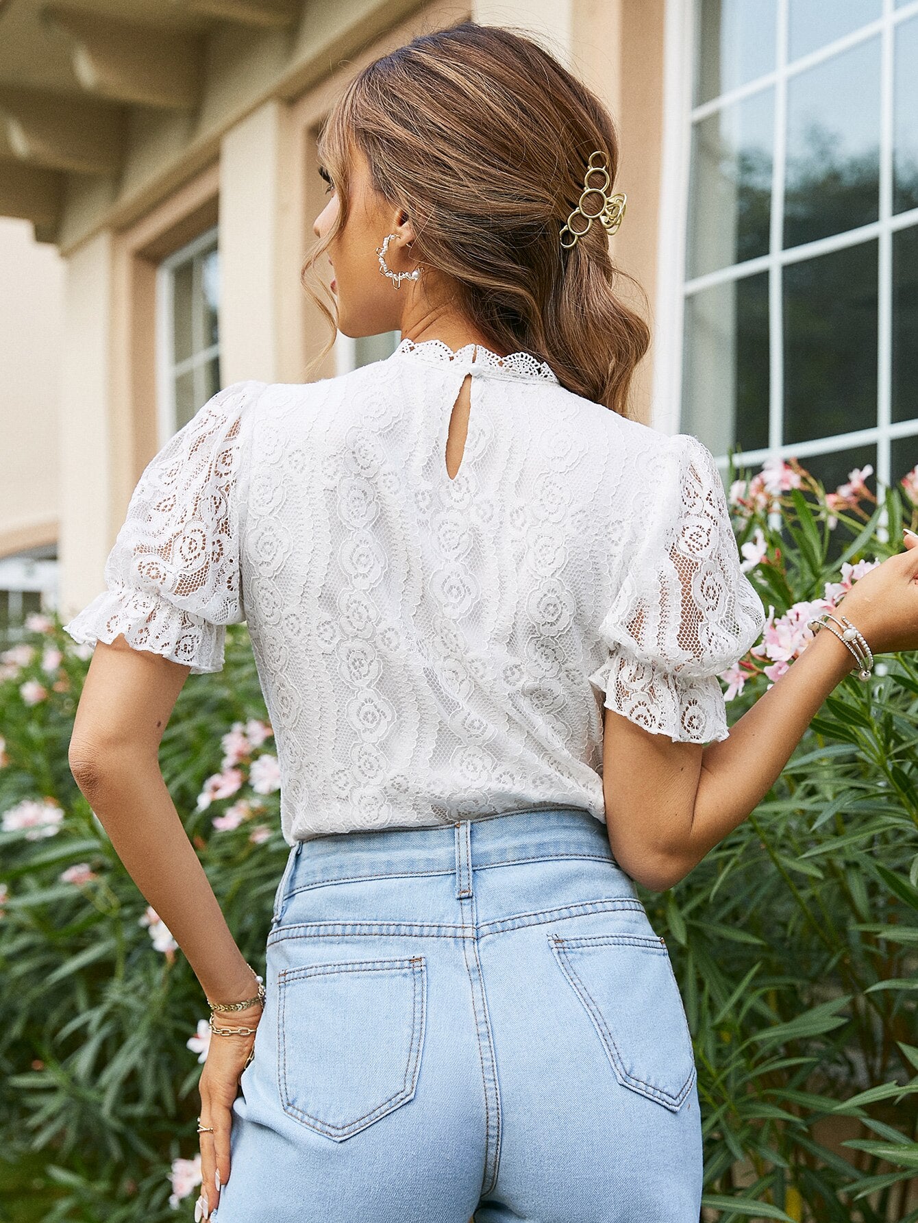 White Elegant Lace T-shirts