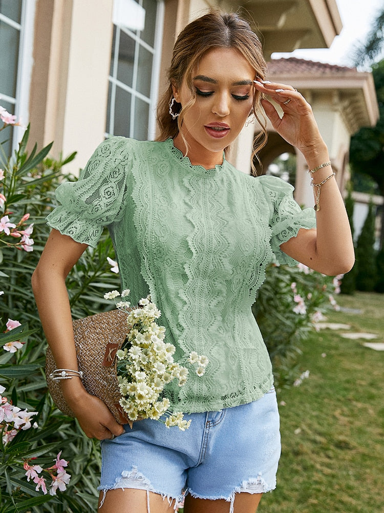 White Elegant Lace T-shirts