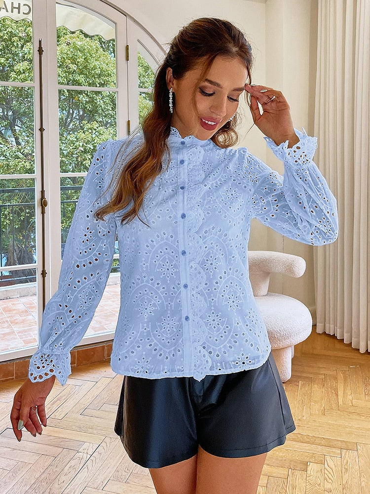 Lace casual long sleeves shirts